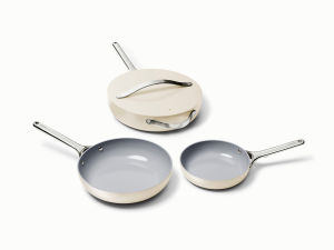 Ceramic Coated Pan Trio - Cream - Ecomm on White